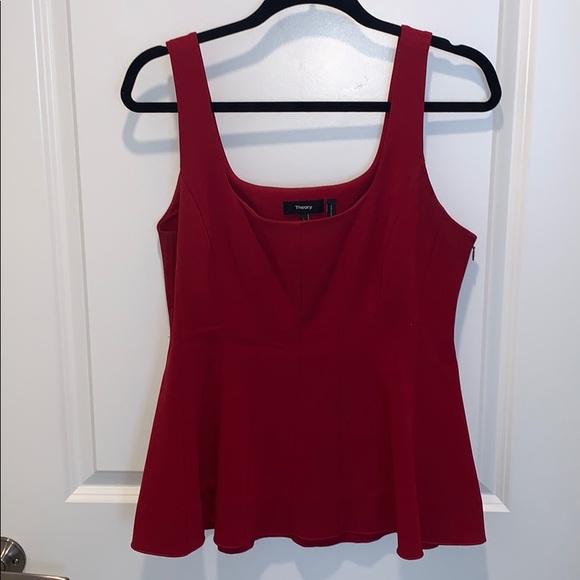 Theory Tops - Theory Red Peplum Top